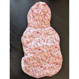 Pink Floral Hooded Pet Puffer Vest Faux Shearling Lined Size M The Fluffy Bunch